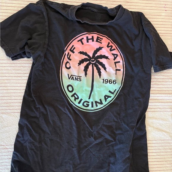Vans Black Tee with Pink and Orange Logo - Picture 1 of 4